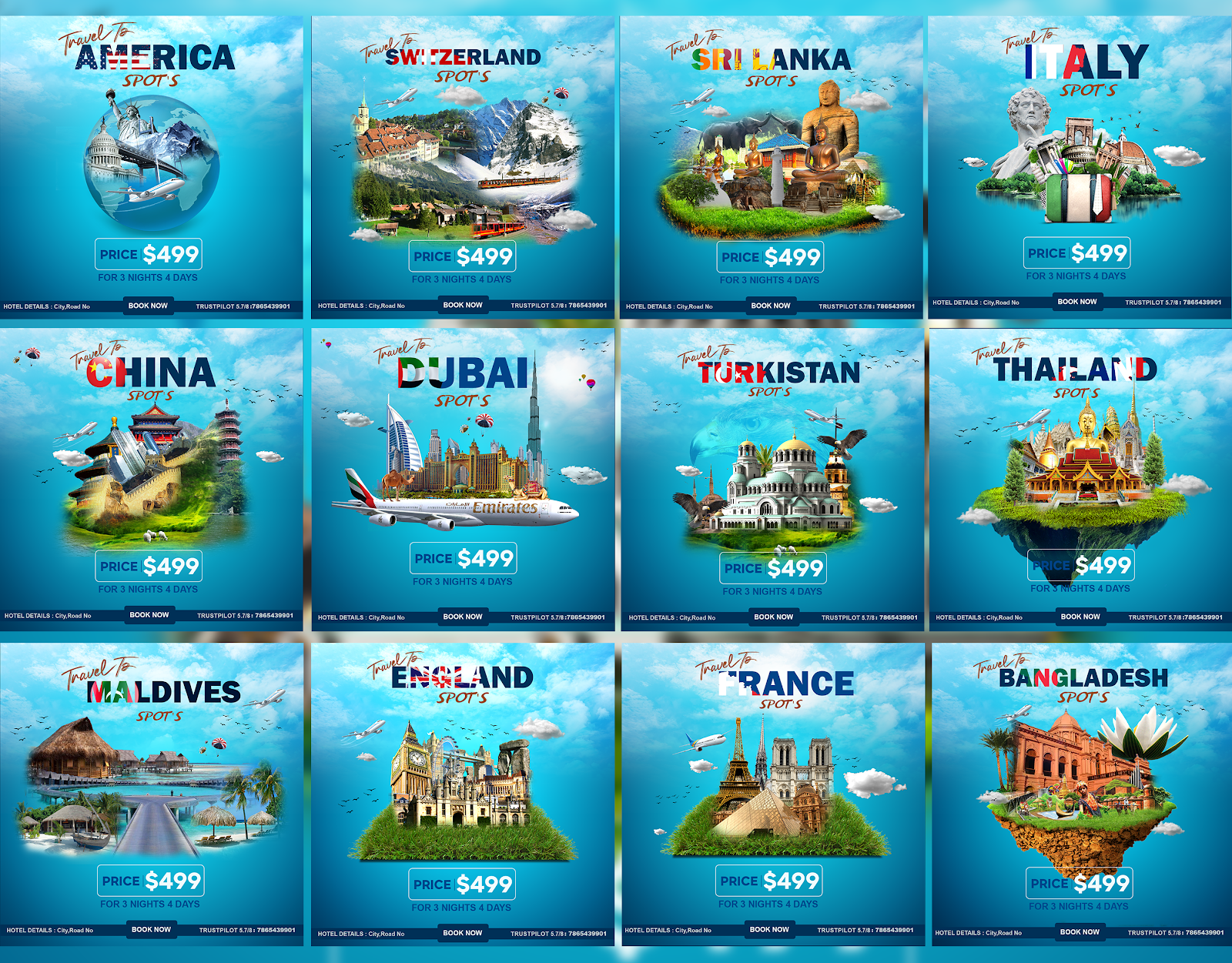 World Travel Agency Advertising Banner Design